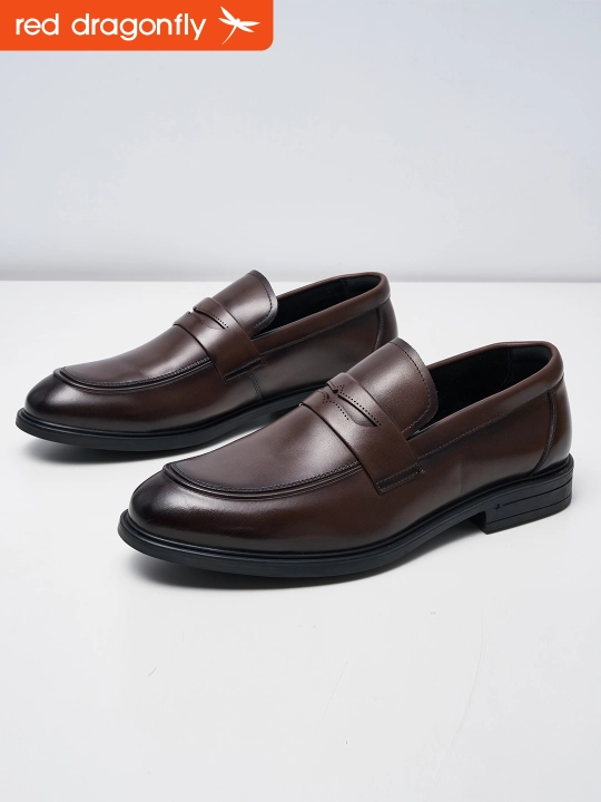 Erkaklar poyabzali, klassik, tabiiy charmdan tuflilar, o'lchami 39-44, red dragonfly