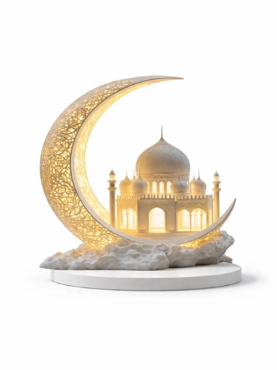Ramazon uchun oy va masjid shaklidagi 2D akril dekor