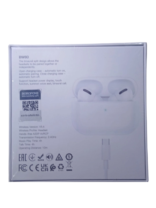 Borofone BW80 simsiz quloqchin, Bluetooth 5.4, sensorli boshqaruv, zaryad qutisi