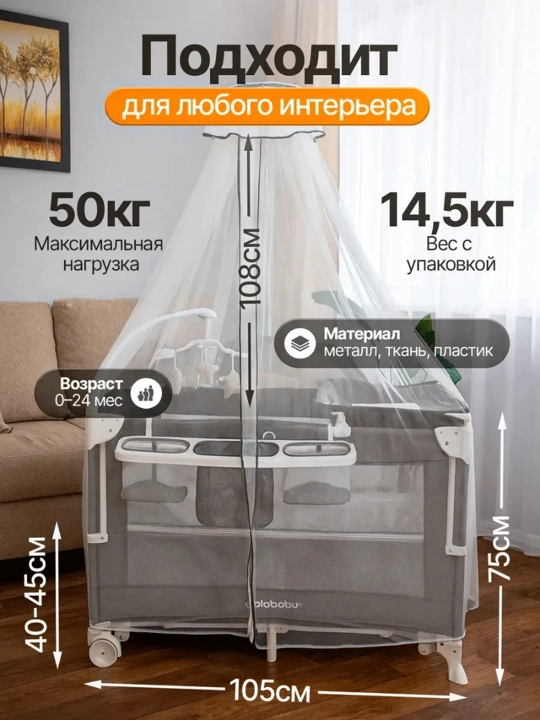 Детская кроватка, манеж, пеленальный столик, москитная сетка, игрушки, люлька