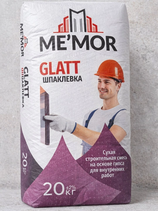 Гипсовая шпатлевка GLATT, 20 кг, для внутренних работ - 