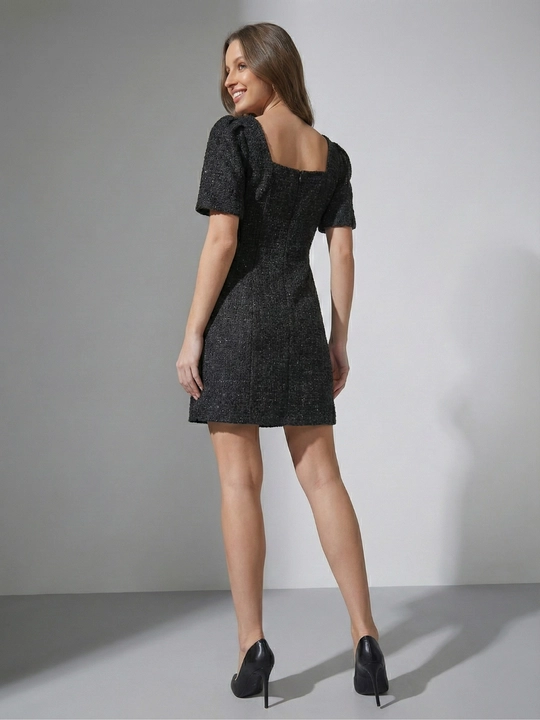 Платье, твидовое платье мини женское на пуговицах, короткое, размеры 42-46