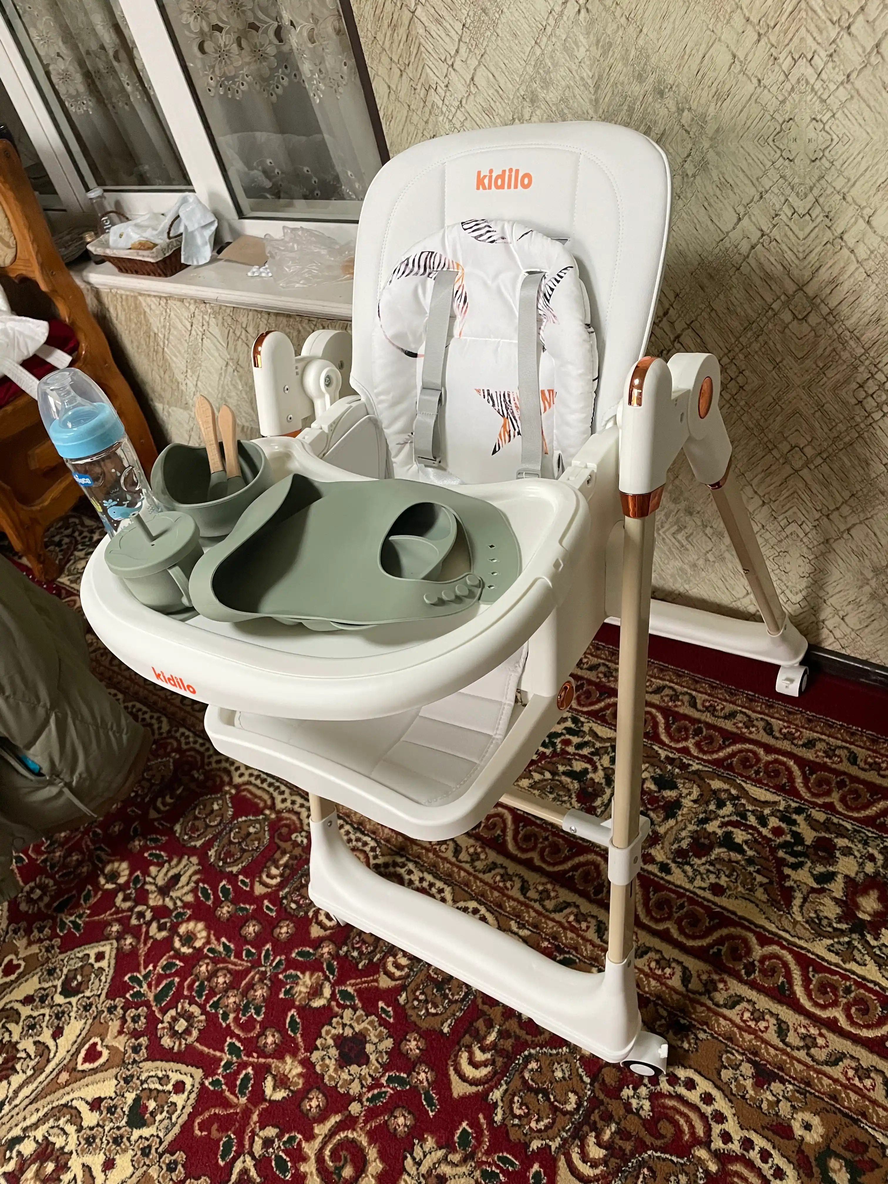 Детский стульчик для кормления + качели для детей Kidilo, 3 в 1, стульчик для детей