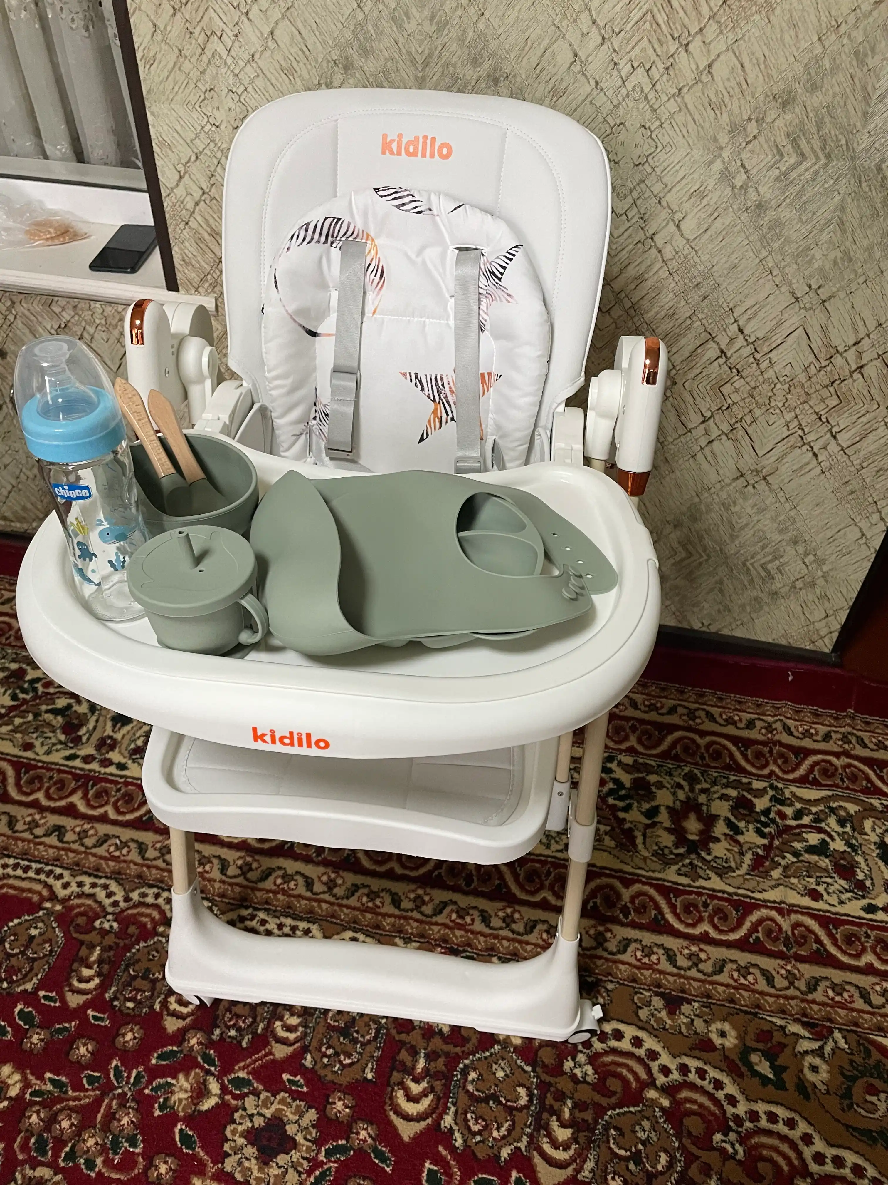 Детский стульчик для кормления + качели для детей Kidilo, 3 в 1, стульчик для детей