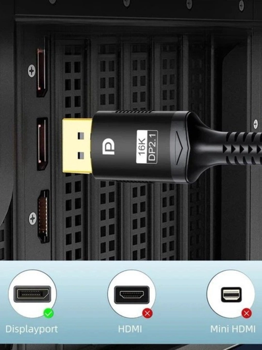 Кабель DisplayPort (DP) 1.4 - 2.1, поддержка 4K / 8K / 16K, для компьютеров и мониторов