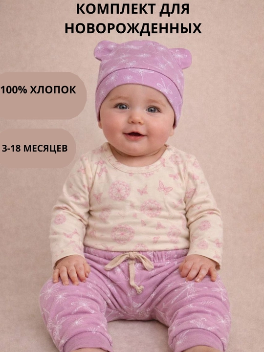 3-18 oylik chaqaloqlar uchun bolalar to‘plami, 100% paxta