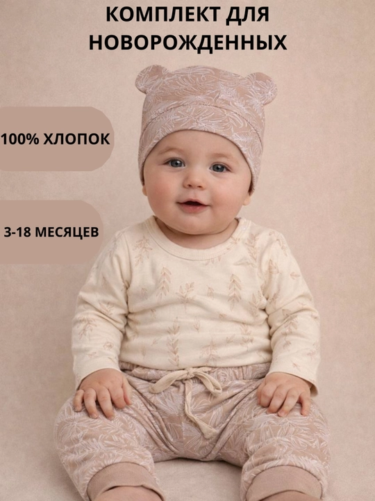3-18 oylik chaqaloqlar uchun bolalar to‘plami, 100% paxta