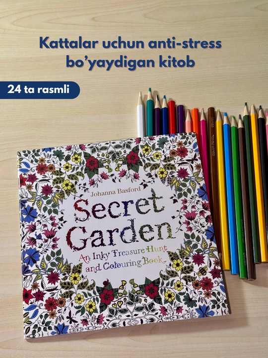 Mandala, anti-stress, boyash kitobi, raskraska kattalar uchun, 24ta rasmli, sifatli qog'oz - 