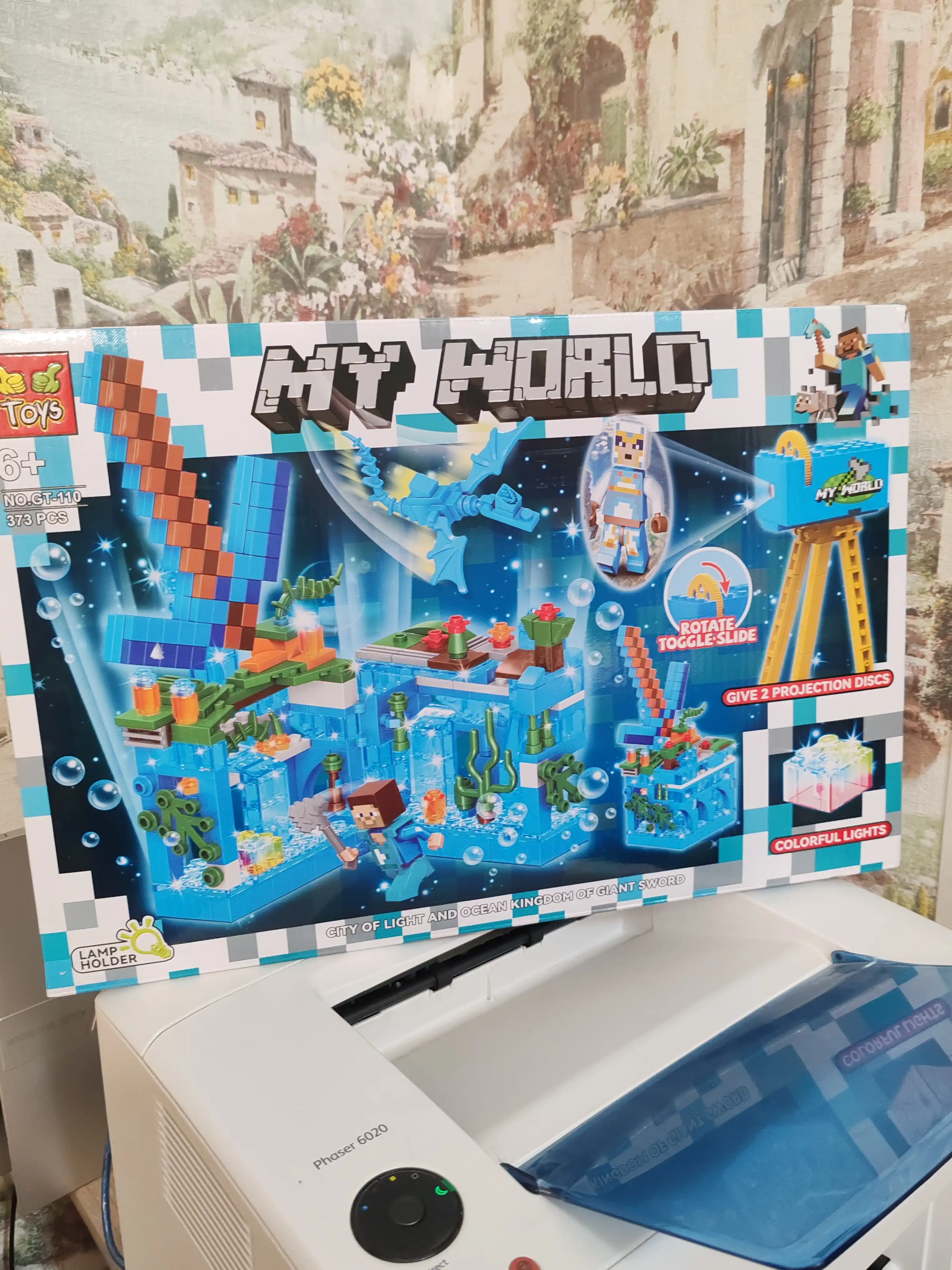 Конструктор лего My world Майнкрафт с проектором светящийся, конструктор 370 деталей