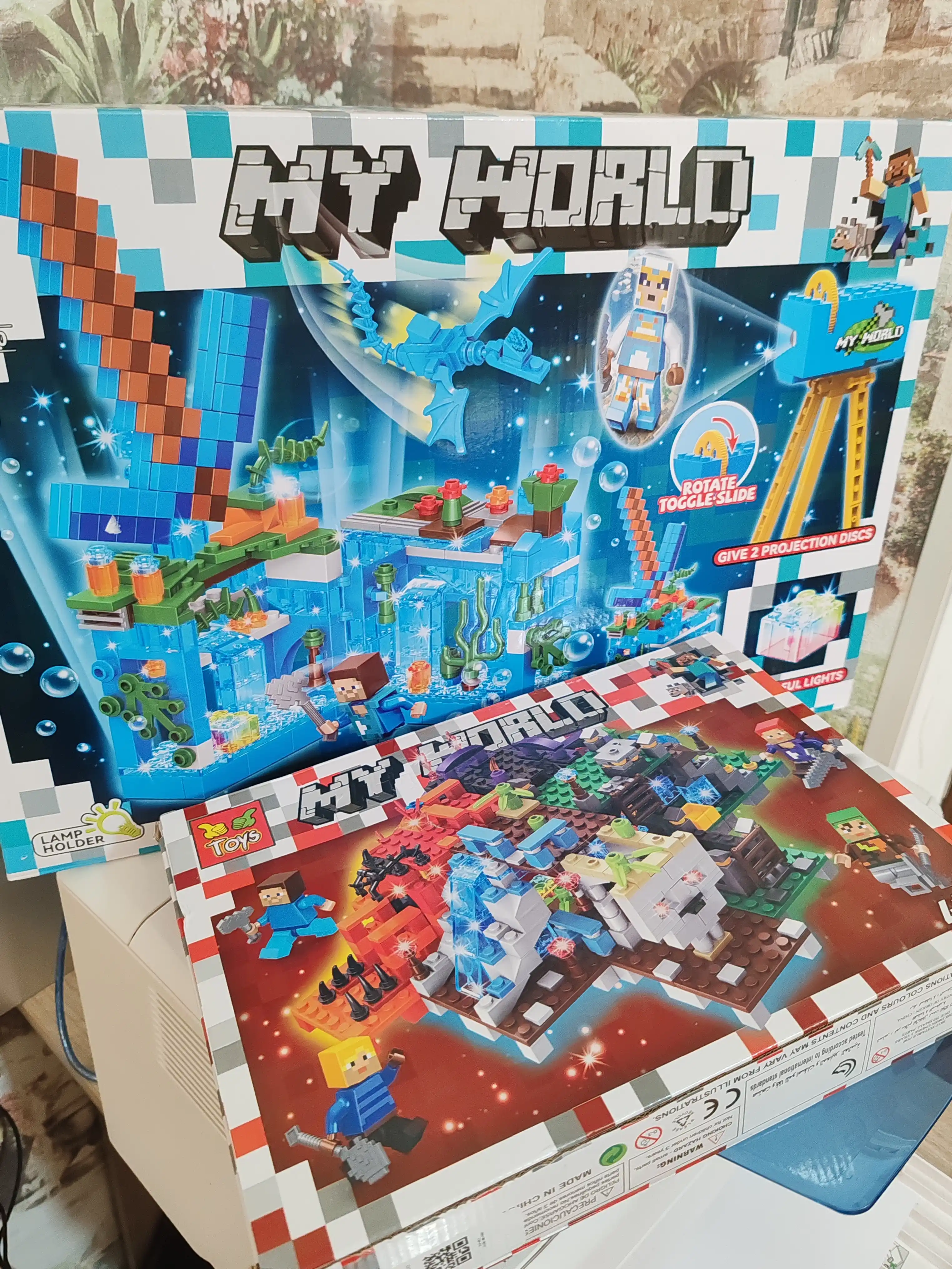 Конструктор лего My world Майнкрафт с проектором светящийся, конструктор 370 деталей