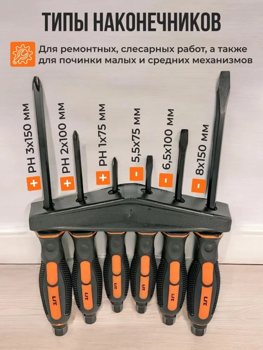 Набор ударных отверток, 6 шт 