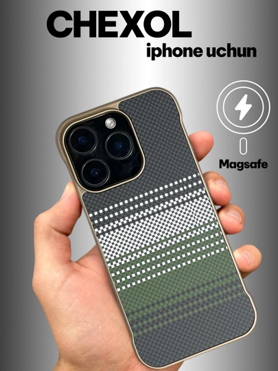 IPhone 17 Pro Max, 16 Pro, 14 Pro va 13Pro uchun MagSafe xususiyatli uglerod tolali g‘ilof