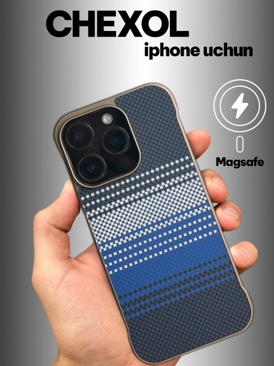 IPhone 17 Pro Max, 16 Pro, 14 Pro va 13Pro uchun MagSafe xususiyatli uglerod tolali g‘ilof