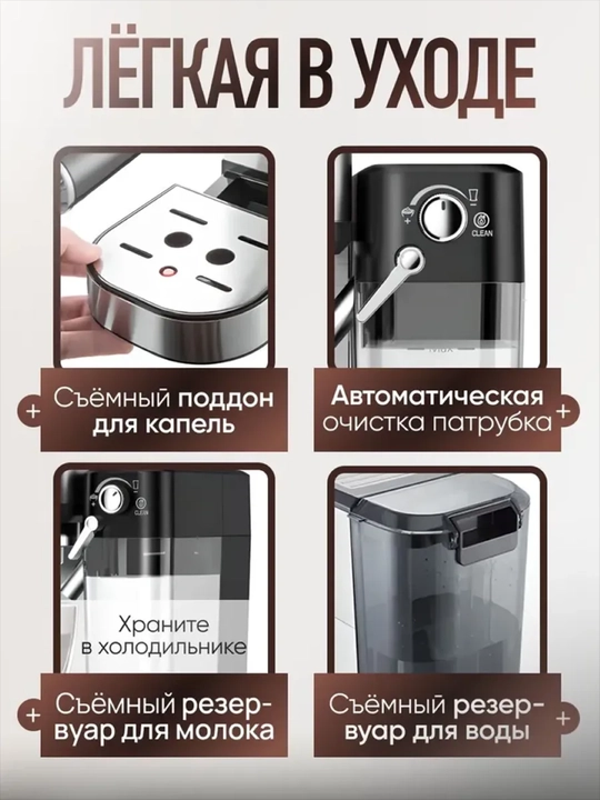 Кофемашина Sonifer с автоматическим капучинатором, давления 20 бар, мощность 1350 вт