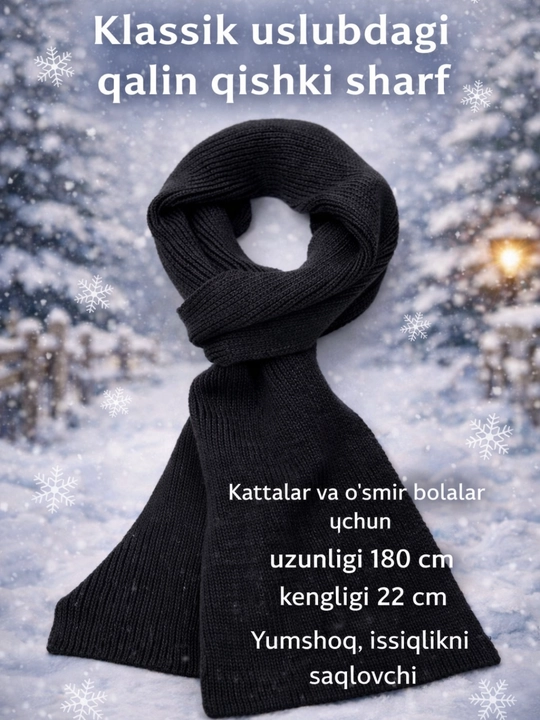 Erkaklar, ayollar va o'smirlar uchun qalin qishki sharflar, issiq, klassik, to‘qilgan