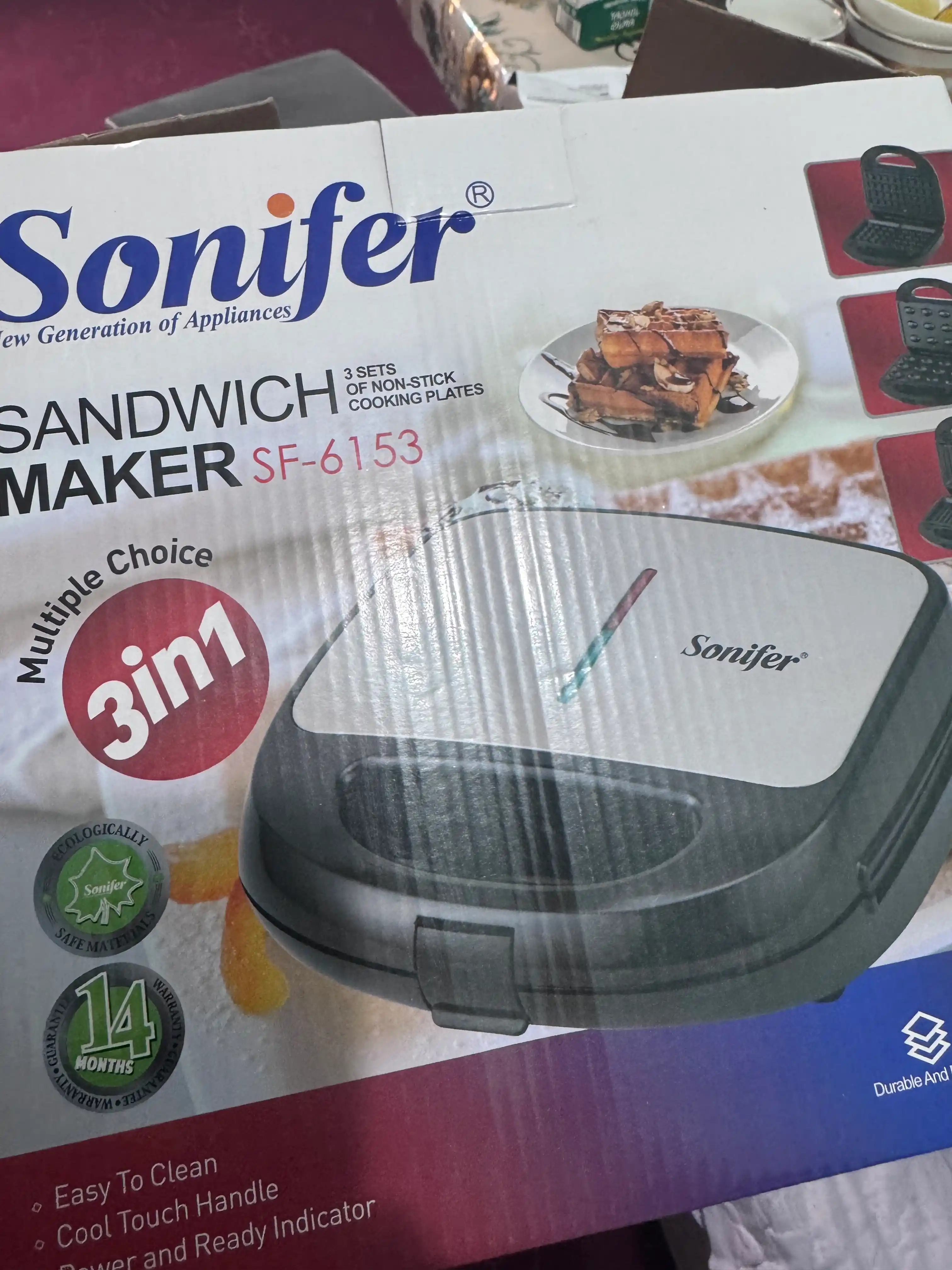 Ajoyib 3 tasi 1 da Vafelnitsa ,Sendvich va gril pishirgich,  Sonifer SF-6153