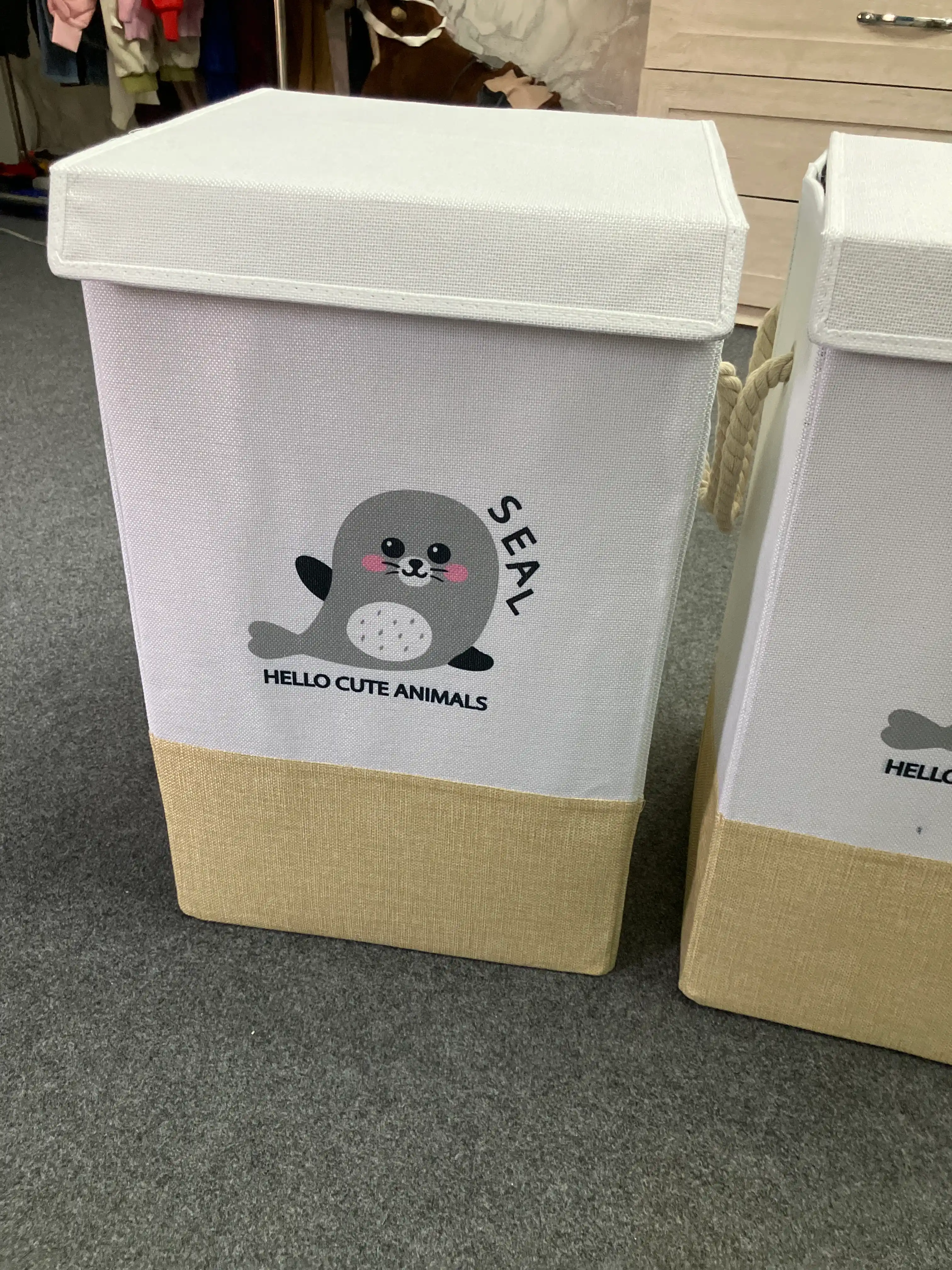 Корзина для хранения игрушек, складная, с крышкой, тканевая, 53×33×33 см