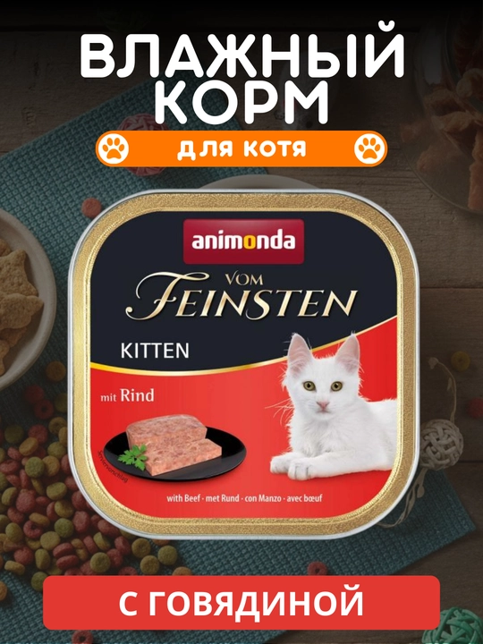 Mushukchalar uchun nam Animonda Vom Feinsten ozuqasi, har xil ta’mli, 100 grammdan 10 ta laminster - 