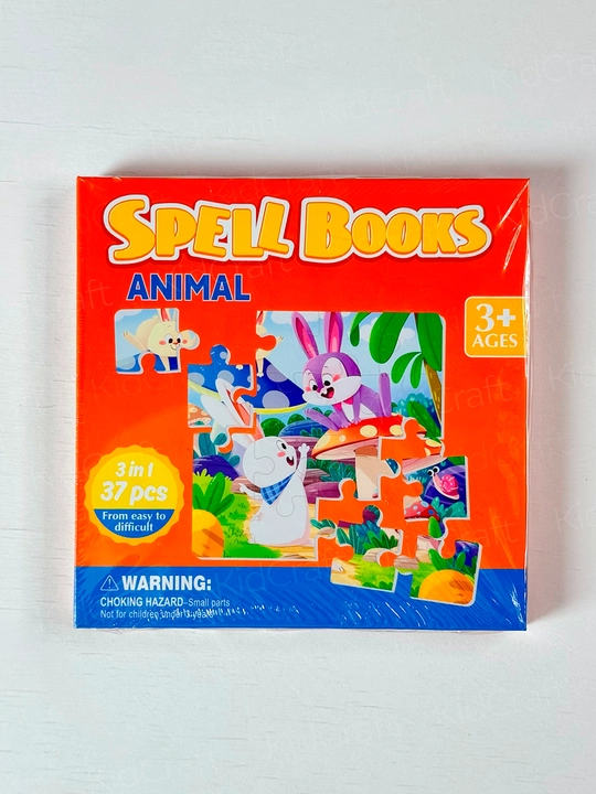 Детский 3D магнитный пазл “Spell Books” — 3 в 1, с 3 картинками, 48, 61, 75 деталей
