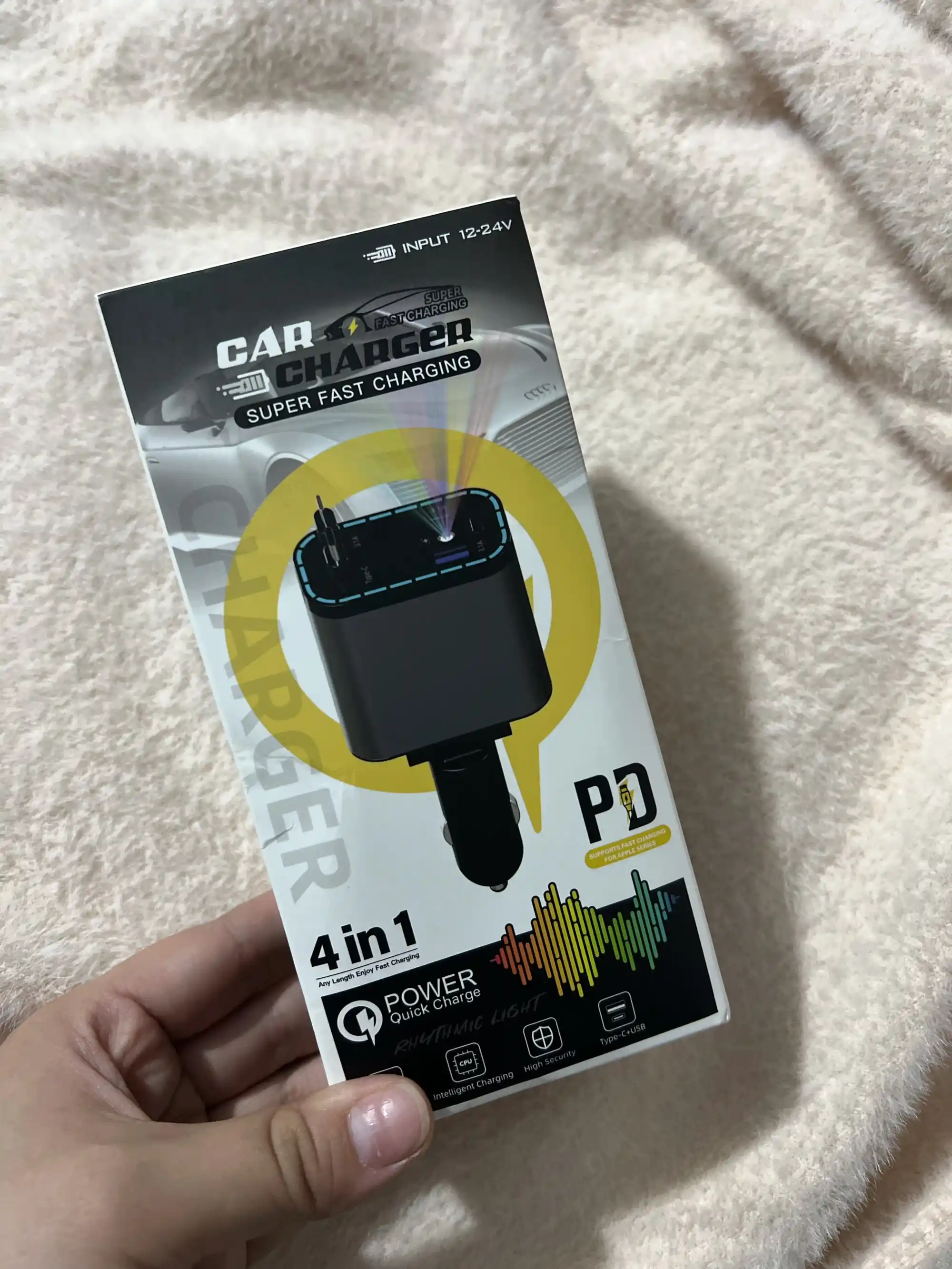 Автомобильное зарядное устройство, авто зарядка USB+Type-C, прикуриватель, быстрая зарядка