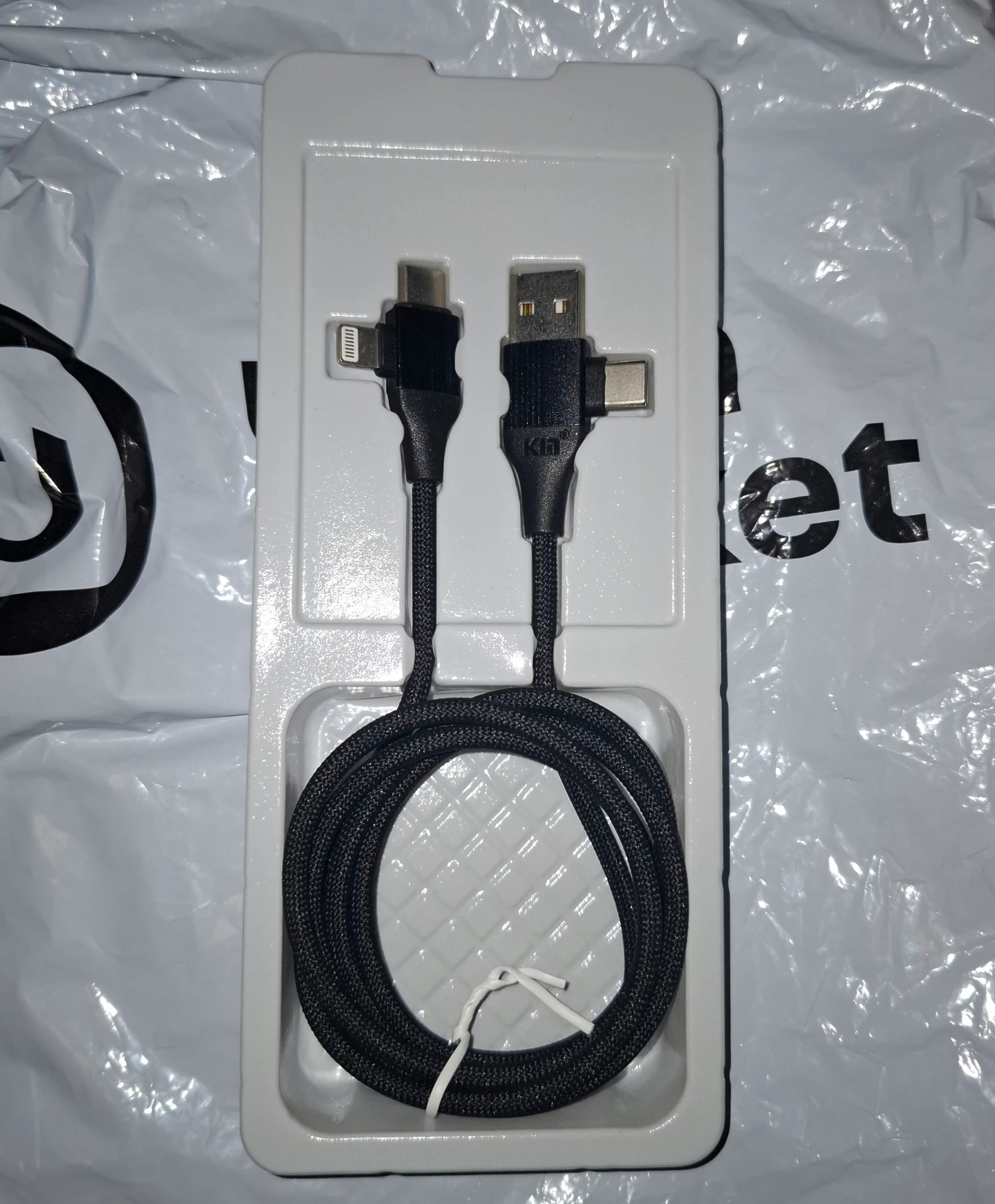 Дата-кабель KIN KS13 4-в-1 Type-C/Lightning/USB-A, быстрая зарядка 60W, 100 см