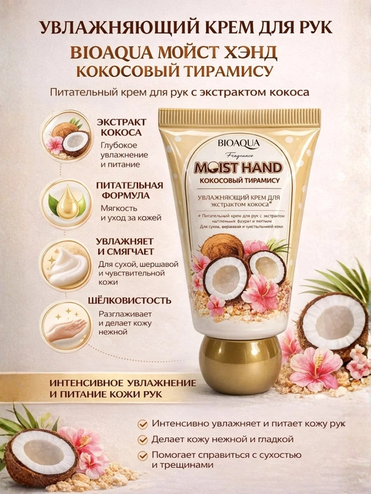 BIOAQUA Coconut Tiramisu kokos ekstraktli qo‘l kremi 30 gr - 
