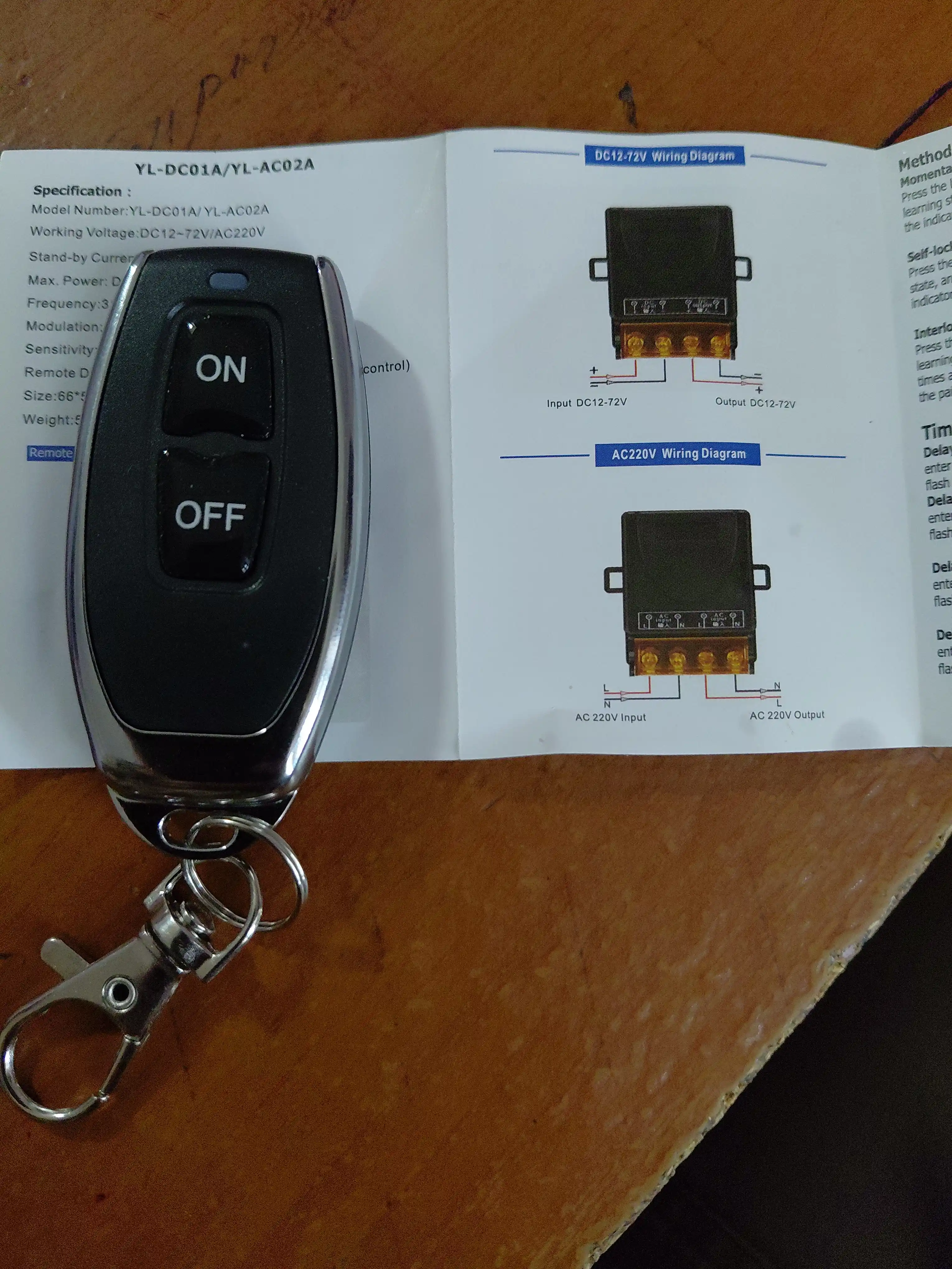 Pultda boshqariladigan rexkb 30A 220V / Simsiz RF 433MHz boshqaruv