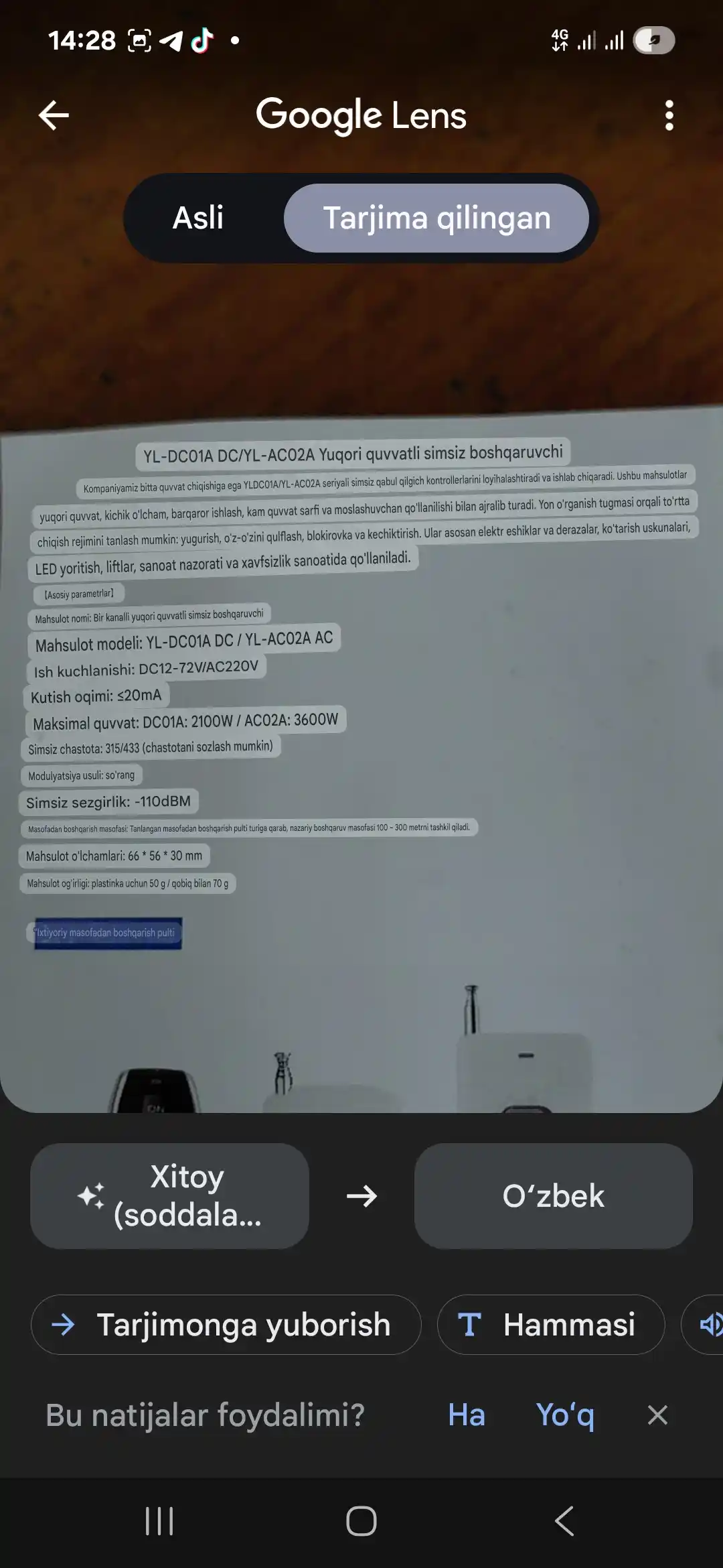 Pultda boshqariladigan rexkb 30A 220V / Simsiz RF 433MHz boshqaruv