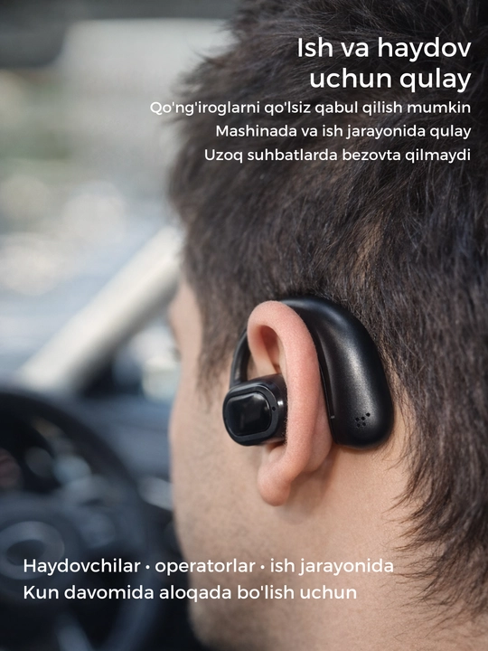 Simsiz quloqchin KIN KL30, mono, Bluetooth mikrofonli, quloqqa ilinadigan