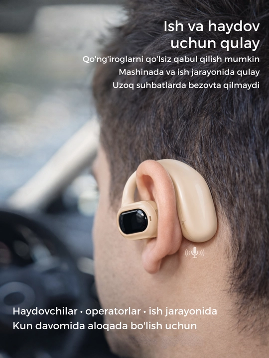 Simsiz quloqchin KIN KL30, mono, Bluetooth mikrofonli, quloqqa ilinadigan