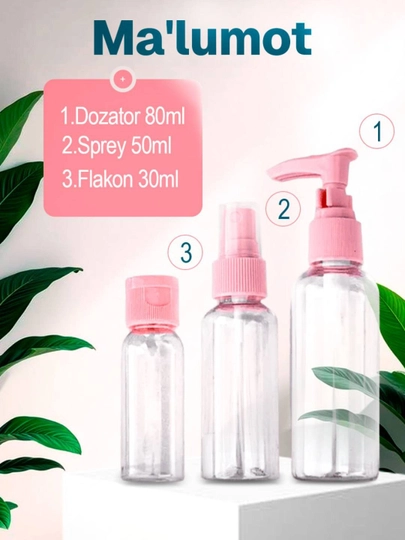 Набор дорожный, флакон для путешествий, набор мини-посуды для косметики