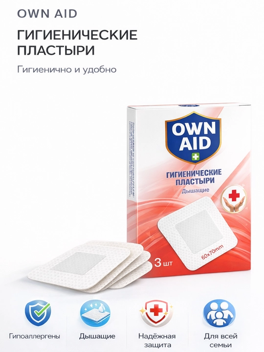 Gigiyenik plastirlar Own Aid, qadoqlangan, 60 * 70 mm