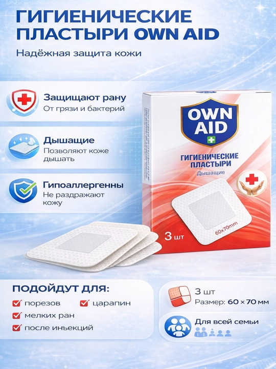 Gigiyenik plastirlar Own Aid, qadoqlangan, 60 * 70 mm