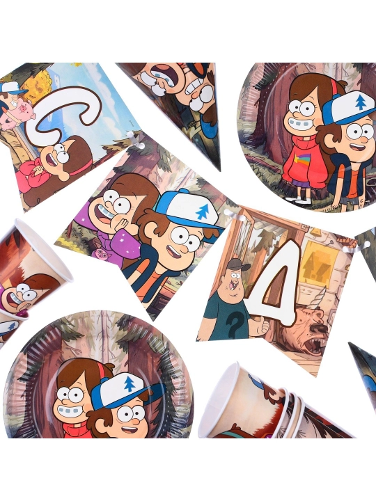 6 kishilik qog'oz dasturxon to'plami "Tug'ilgan kuningiz bilan", Gravity Falls