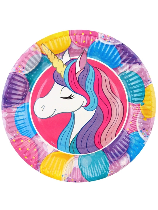 6 kishilik qog'oz dasturxon to'plami "Tug'ilgan kuningiz bilan", Minnie Mouse va Unicorn