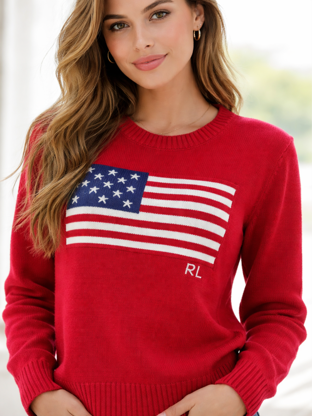 Polo ayollar sviteri, qizlar uchun, ayollar uchun,  amerika bayrogi tushirilgan, USA flag - 