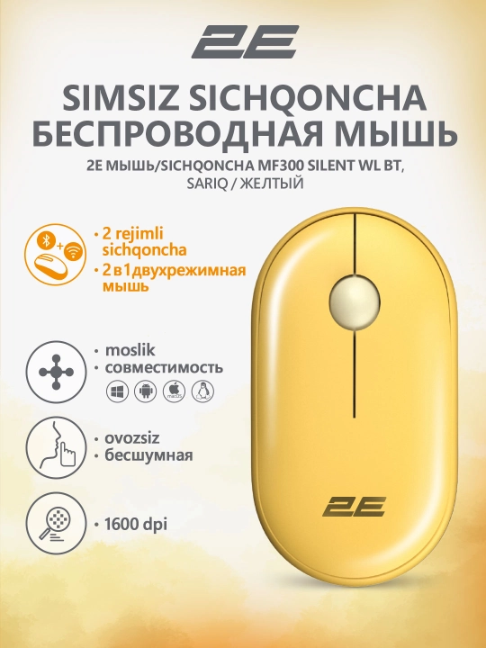 Ovozsiz, simsiz, ofis sichqonchasi, kulgili rasm bilan 2E MF300 PETS - 