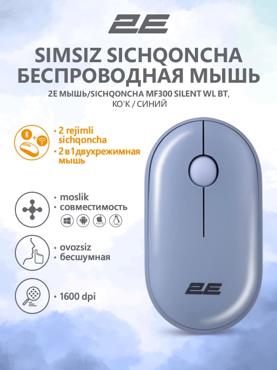 Ovozsiz, simsiz, ofis sichqonchasi, kulgili rasm bilan 2E MF300 PETS - 