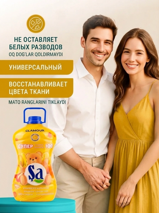 Sa 2 в 1 Концентрат Гель для стирки + Кондиционер, 2 л, 100 стирок