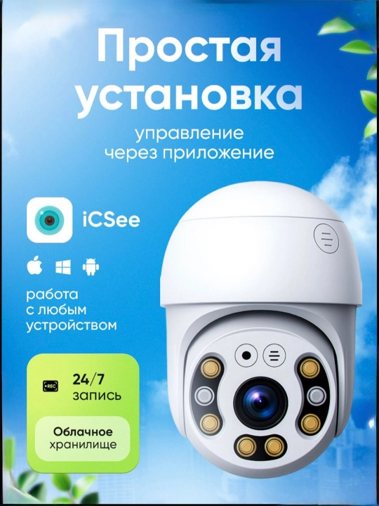 Wi-Fi камера видеонаблюдения с ночным видением, поворотом 360, датчиком движения