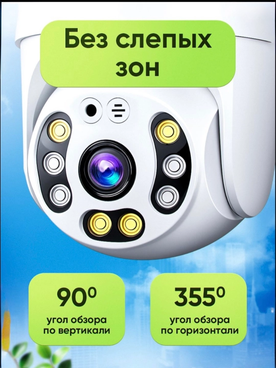 Wi-Fi камера видеонаблюдения с ночным видением, поворотом 360, датчиком движения