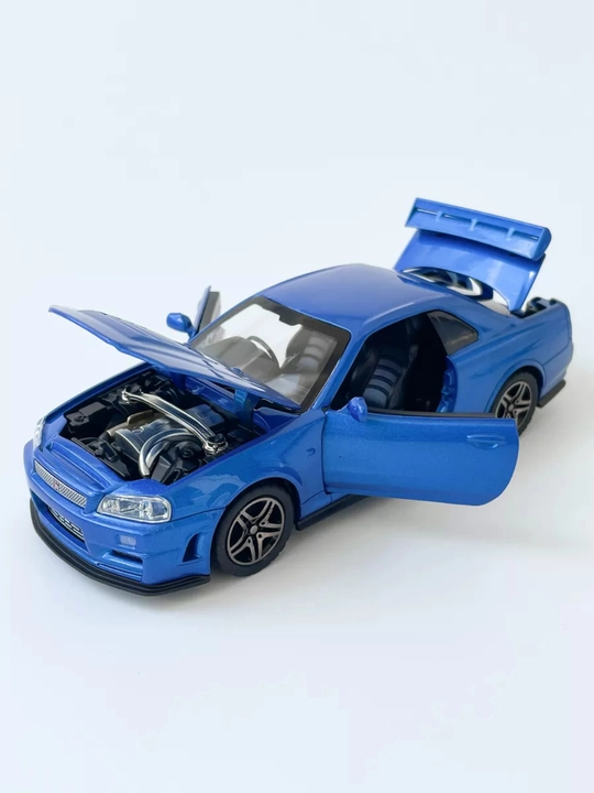 Модель Nissan GTR-34 Skyline, масштаб 1/32, железная, звуковая, светящиеся и открывающиеся