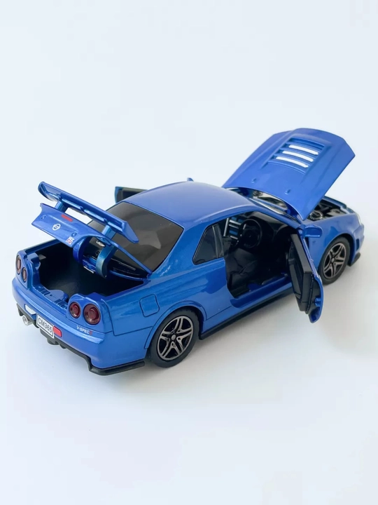 Модель Nissan GTR-34 Skyline, масштаб 1/32, железная, звуковая, светящиеся и открывающиеся