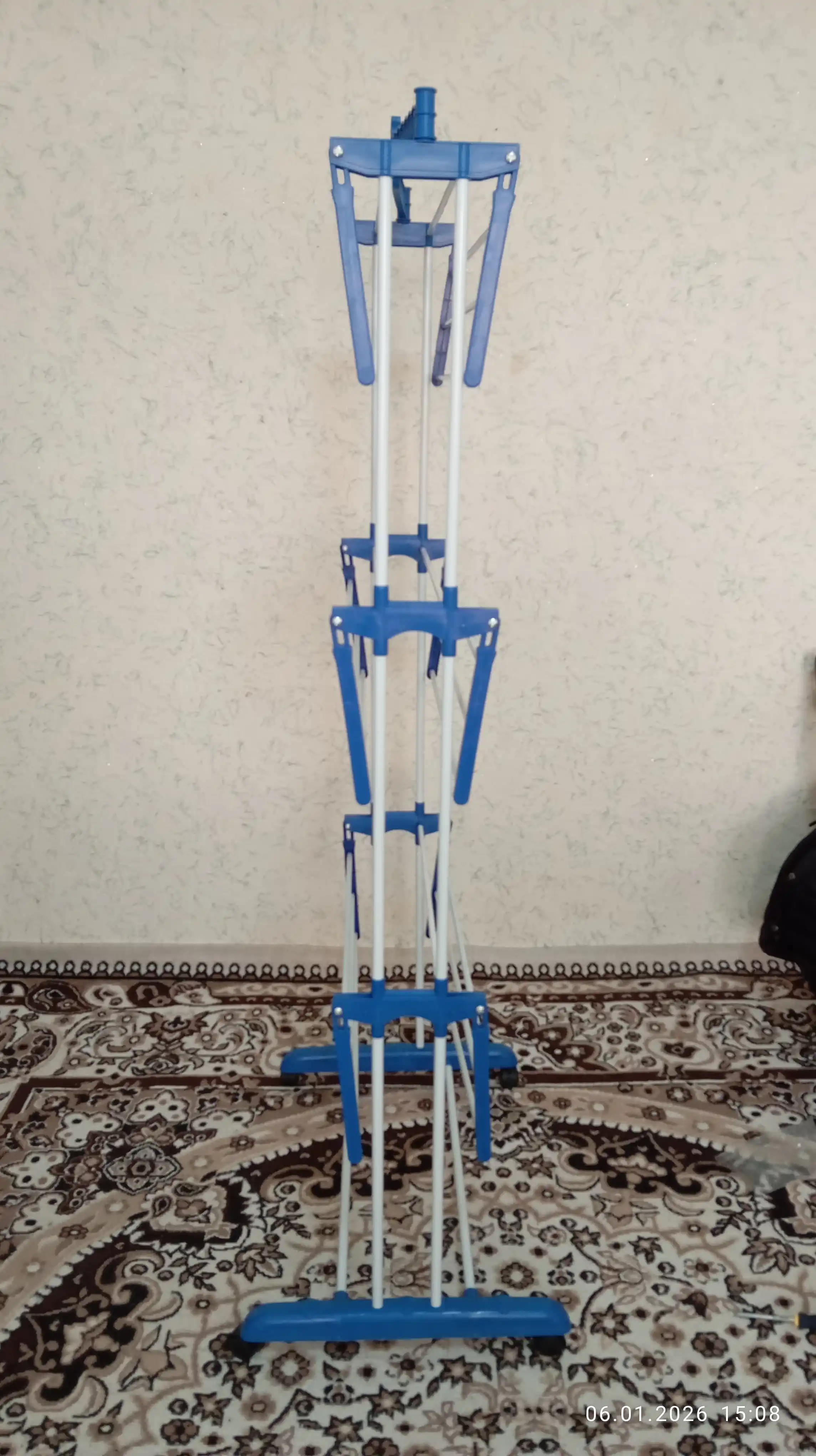 Многоярусная сушилка для белья, 3-х ярусная, на колесах и складная, регулируемый