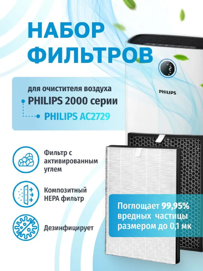 Philips AC2729, AC2721 va AC2726 havo tozalagich uchun FY1410 va FY1413 filtrlar toplami - 