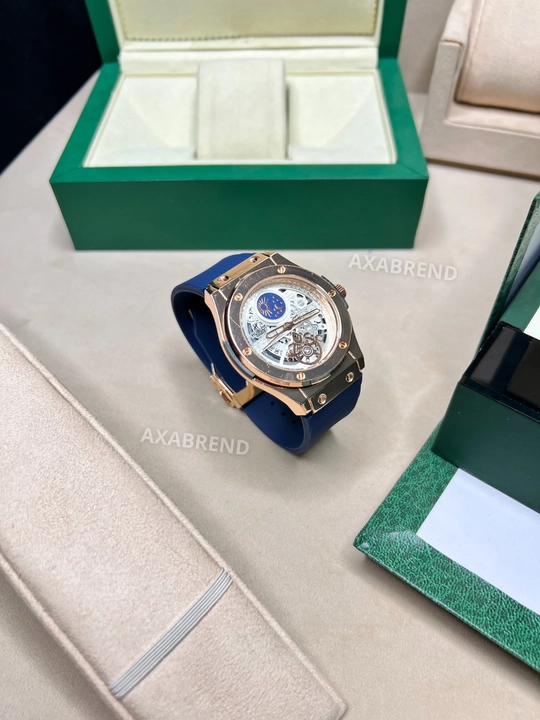 Hublot soati erkaklar uchun remeshok hidli "shokolat" sana ko'rsatkichli sovg'a qutsida