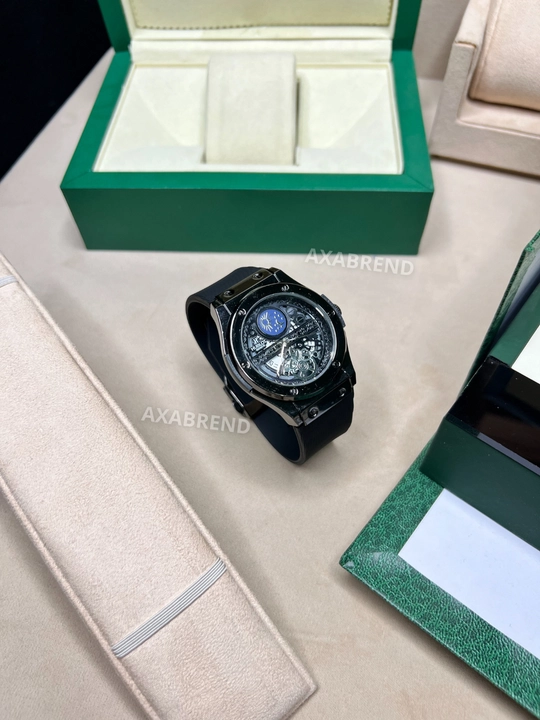 Hublot soati erkaklar uchun remeshok hidli "shokolat" sana ko'rsatkichli sovg'a qutsida