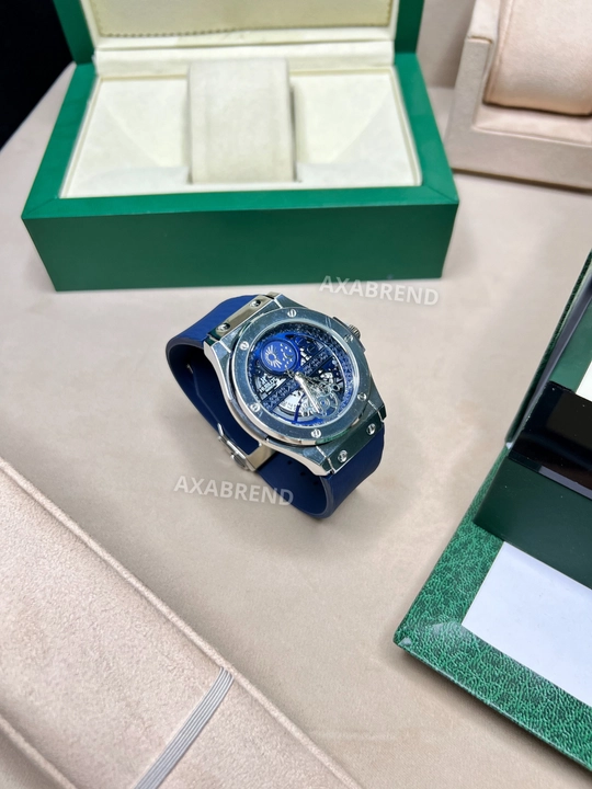 Hublot soati erkaklar uchun remeshok hidli "shokolat" sana ko'rsatkichli sovg'a qutsida