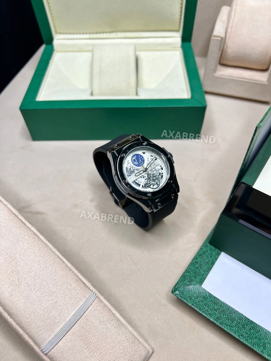 Hublot soati erkaklar uchun remeshok hidli "shokolat" sana ko'rsatkichli sovg'a qutsida