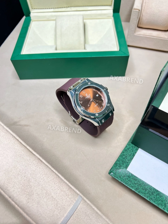Hublot soati erkaklar uchun remeshok hidli "shokolat" sana ko'rsatkichli sovg'a qutsida